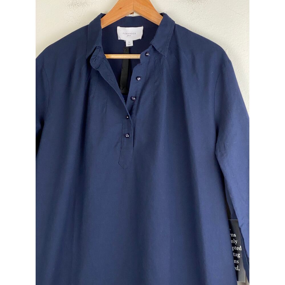 Tuckernuck Polly Mini Dress Navy Cotton Collared Shift XL NWT - Picture 8 of 14